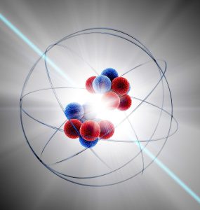A model of an atom being split.